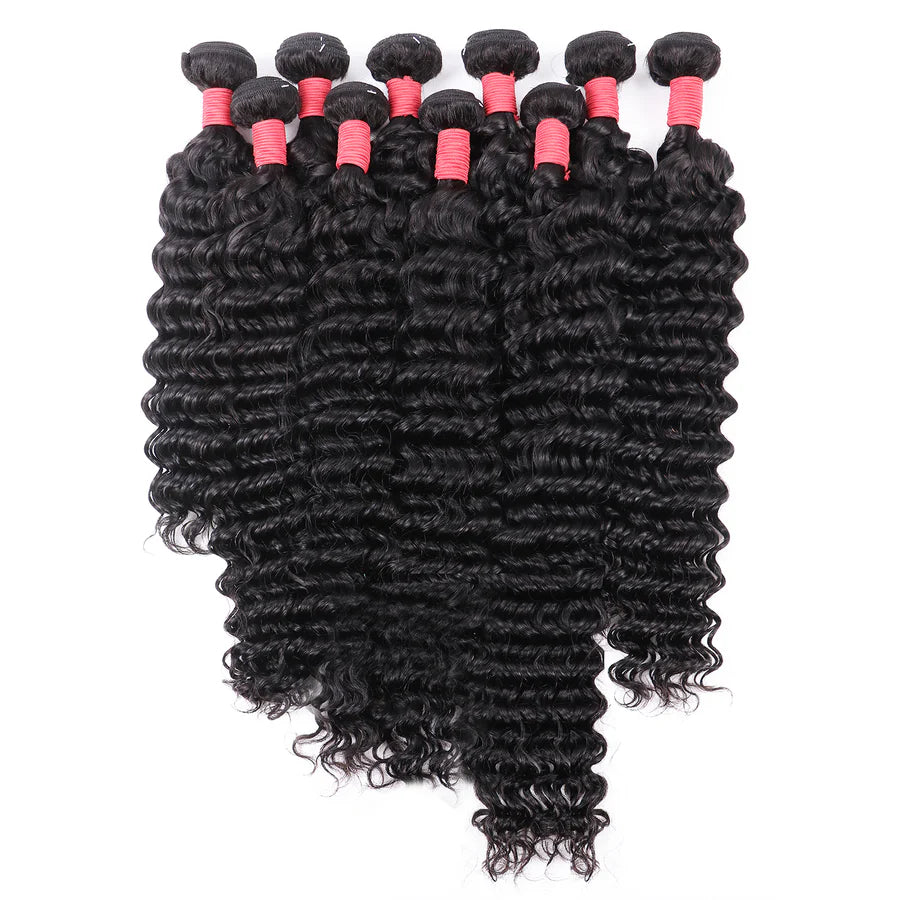 10 Bundles Deal - Wholesale human hair bundles- 10A Indian Virgin Hair (Varied Length 18"-28") Straight/Body/Deep