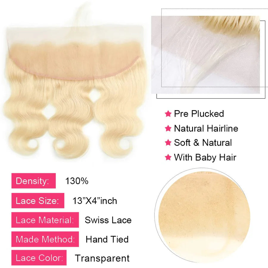 #613 13*4 Bodywave Blonde Human Hair HD Lace Frontal