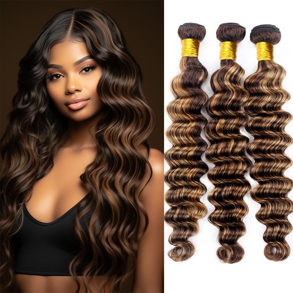 10A Highlight Ombre #P4/27 Deep Wave Virgin Human Hair Bundle