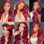 99J Burgundy Body Wave Wigs 13x4 Lace Front Pre-Plucked Virgin Human Hair