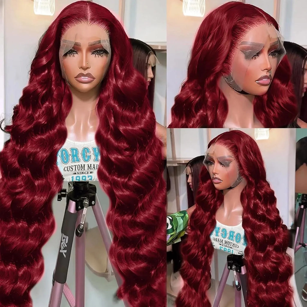 99J Burgundy Body Wave Wigs 13x4 Lace Front Pre-Plucked Virgin Human Hair