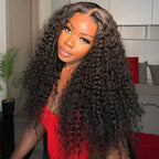 Kinky Curly Glueless Wigs 13x4 Transparent Lace Front 180% Density Pre-Plucked Virgin Human Hair