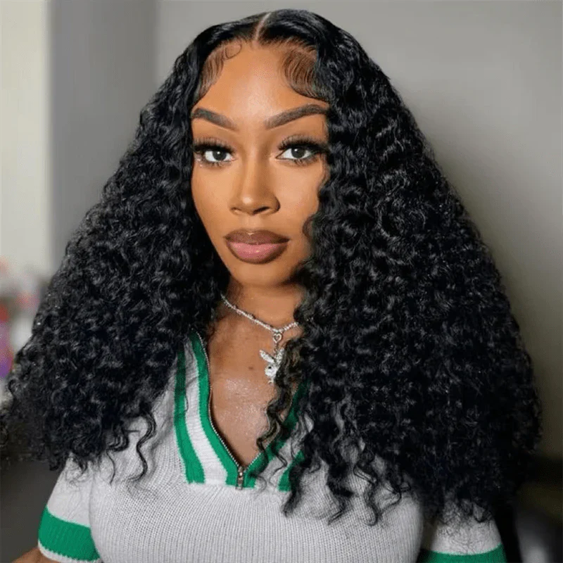 Burmese curly Wigs 13x4 Transparent Lace Front 180% Density Pre-Plucked Virgin Human Hair